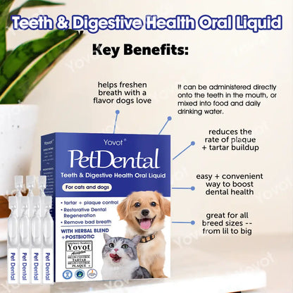 [ Official Store ] Yovot® Pet Dental & Digestive Health Oral Liquid–Freshen Breath, Remove Tartar & Promote gum regeneration, stabilize teeth (for Cats & Dogs)  – Save 70% Today!