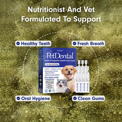 [ Official Store ] Yovot® Pet Dental & Digestive Health Oral Liquid–Freshen Breath, Remove Tartar & Promote gum regeneration, stabilize teeth (for Cats & Dogs)  – Save 70% Today!