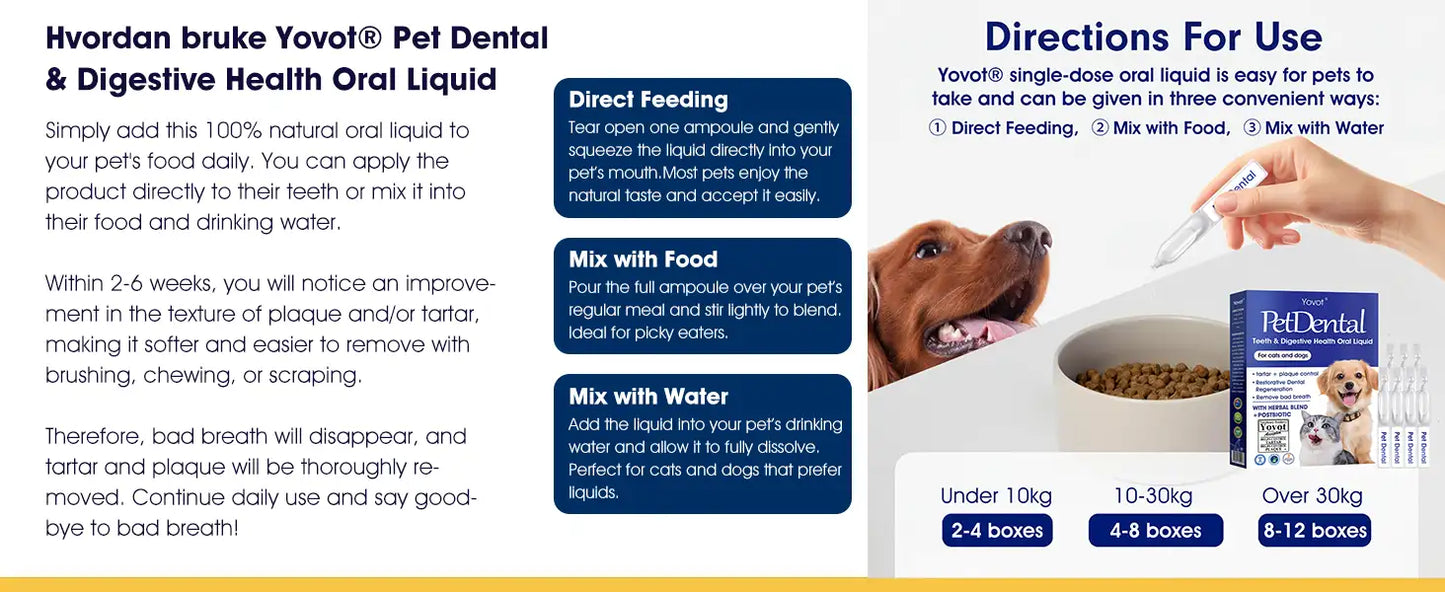 [ Official Store ] Yovot® Pet Dental & Digestive Health Oral Liquid–Freshen Breath, Remove Tartar & Promote gum regeneration, stabilize teeth (for Cats & Dogs)  – Save 70% Today!