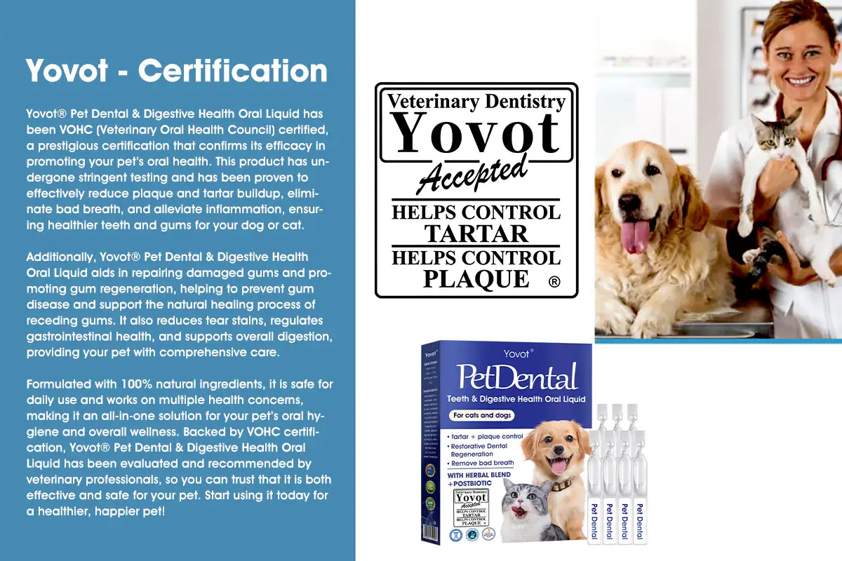 [ Official Store ] Yovot® Pet Dental & Digestive Health Oral Liquid–Freshen Breath, Remove Tartar & Promote gum regeneration, stabilize teeth (for Cats & Dogs)  – Save 70% Today!